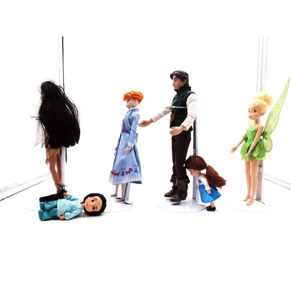 Disney Dolls Lot of 6 Prince and Princess, small and‎ Tall Pocahontas Tinkerbell